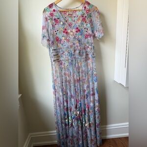 mesh rose dress Black Floral Mesh Maxi Dress